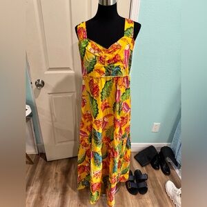 Farm Rio Yellow Toucan Maxi Dress NWT